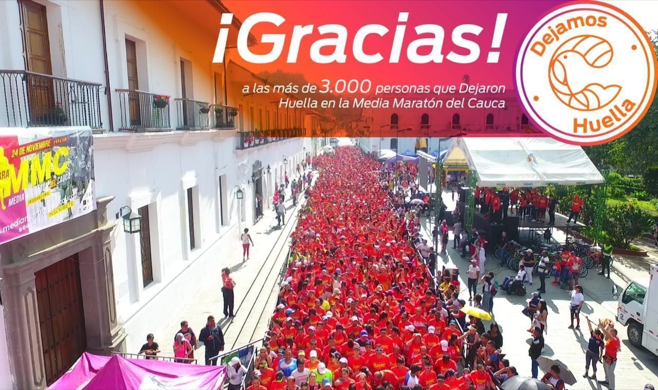 Más de 3.000 personas dejaron huella en la media maratón internacional del Cauca