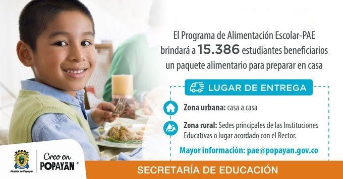 El Programa de Alimentación Escolar-PAE realizó las primeras entregas de los paquetes alimentarios