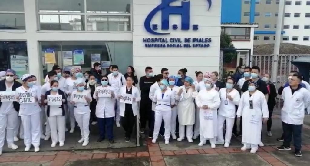 Personal médico del Hospital Civil de Ipiales realizó plantón exigiendo garantías para trabajar en la emergencia del COVID-19