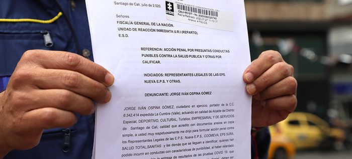 Ospina denunció penalmente a EPS por conductas en contra de la salud pública