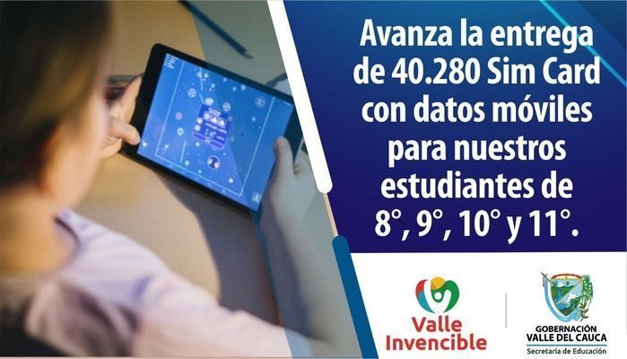 Avanza la entrega de más de 40 mil tarjetas con internet a estudiantes de instituciones oficiales del Valle del Cauca
