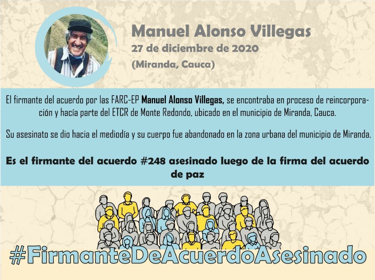 Confirman el asesinato de ‘Romel’, desmovilizado histórico de las Farc en Miranda, Cauca