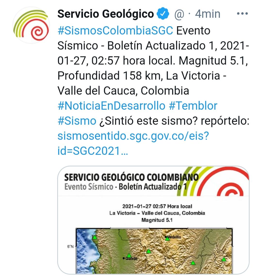 El temblor que despertó a muchos habitantes del suroccidente Colombiano en la madrugada de este miércoles