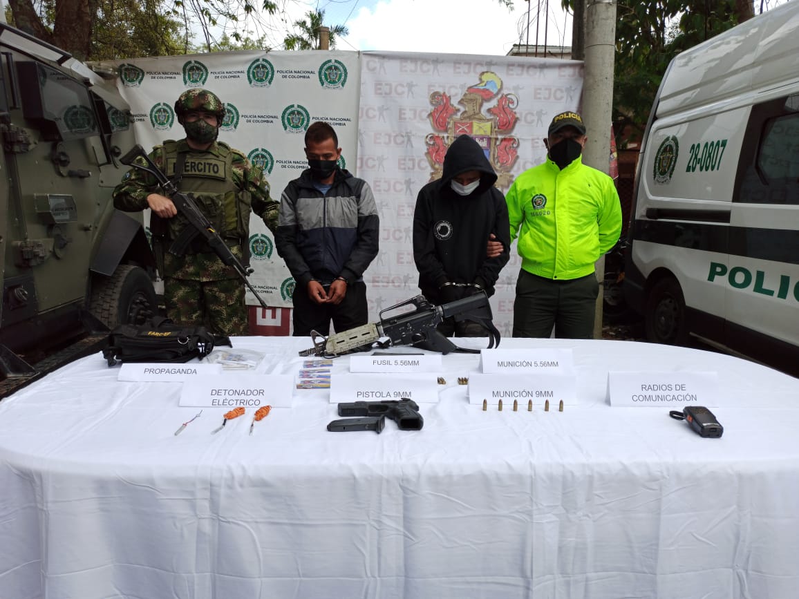 Capturaron a dos presuntos disidentes de la Dagoberto Ramos Ortiz de la Farc en Piendamó, Cauca