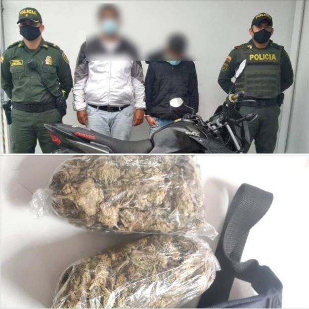 Dos personas terminaron capturadas por transportar 300 gramos de marihuana