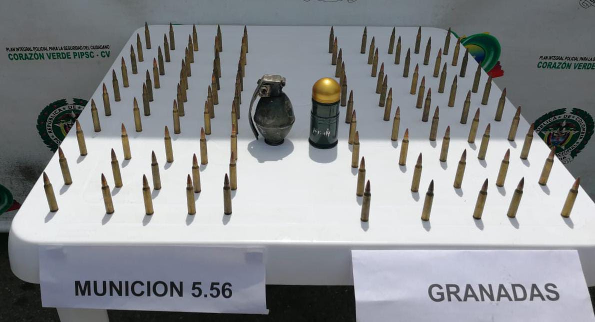 Incautan munición calibre 5.56 y dos granadas de fragmentación en el norte del Cauca