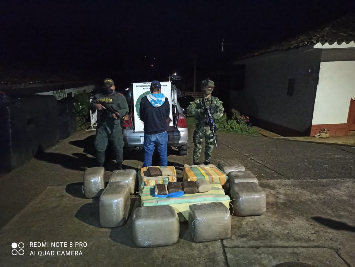 Capturado por transportar 360 kilos de marihuana en Jambaló, Cauca