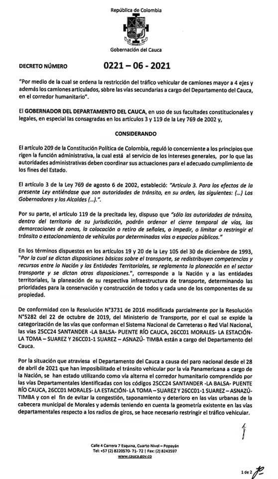 Se restringe el paso de vehículos de 3 y 4 ejes y tractocamiones de 5 y 6 ejes sobre la vía alterna
