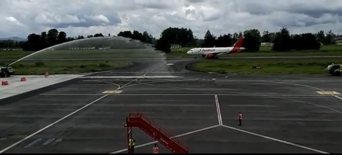 Llegó a Popayán el primer vuelo de los Airbus 319, que empezarán a llegar a la ciudad diariamente