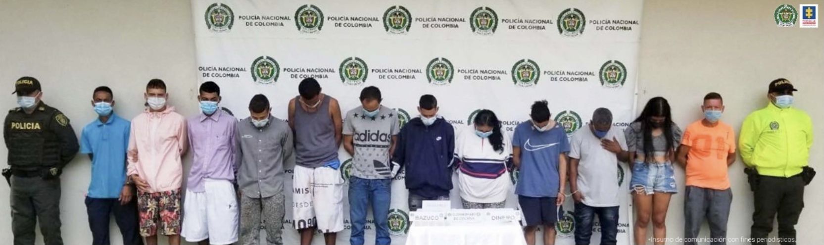 A prisión 12 presuntos integrantes de la banda Los Conejos, dedicada a la comercialización de estupefacientes de Palmira (Valle del Cauca)