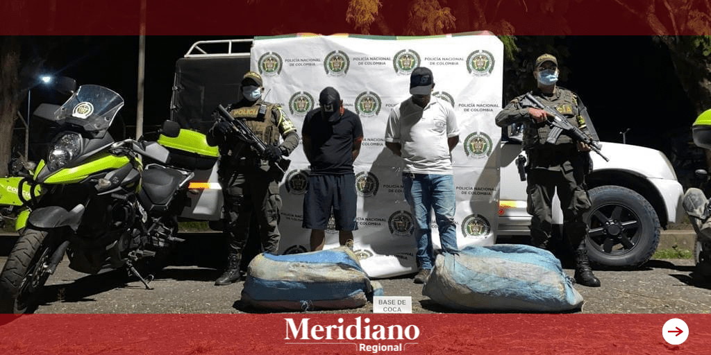 Dos personas capturadas, transportaban 150 kilos de base de coca
