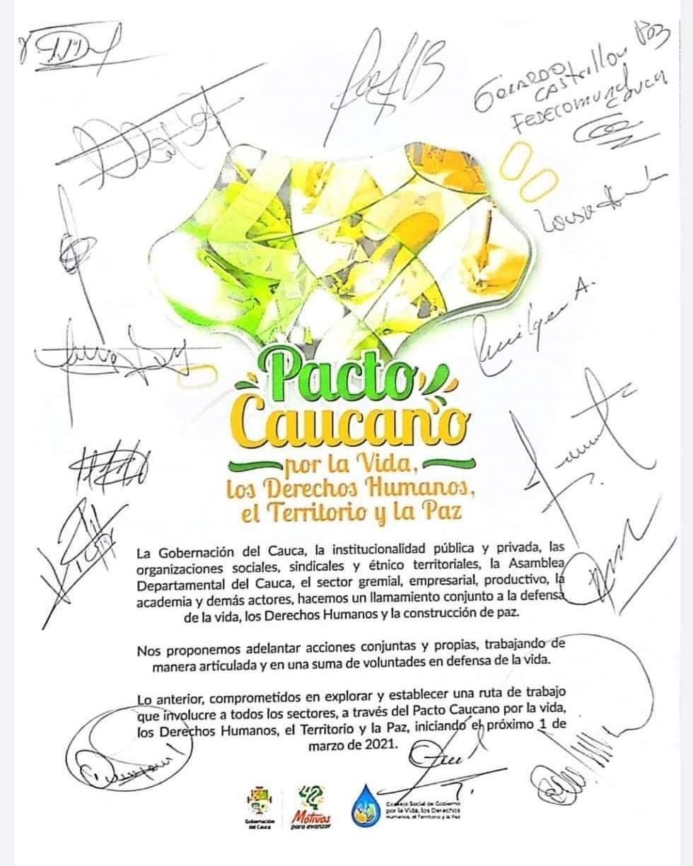 El Pacto Caucano por la vida, los derechos humanos, el territorio y la paz, el escenario idóneo para la reconciliación en el Cauca