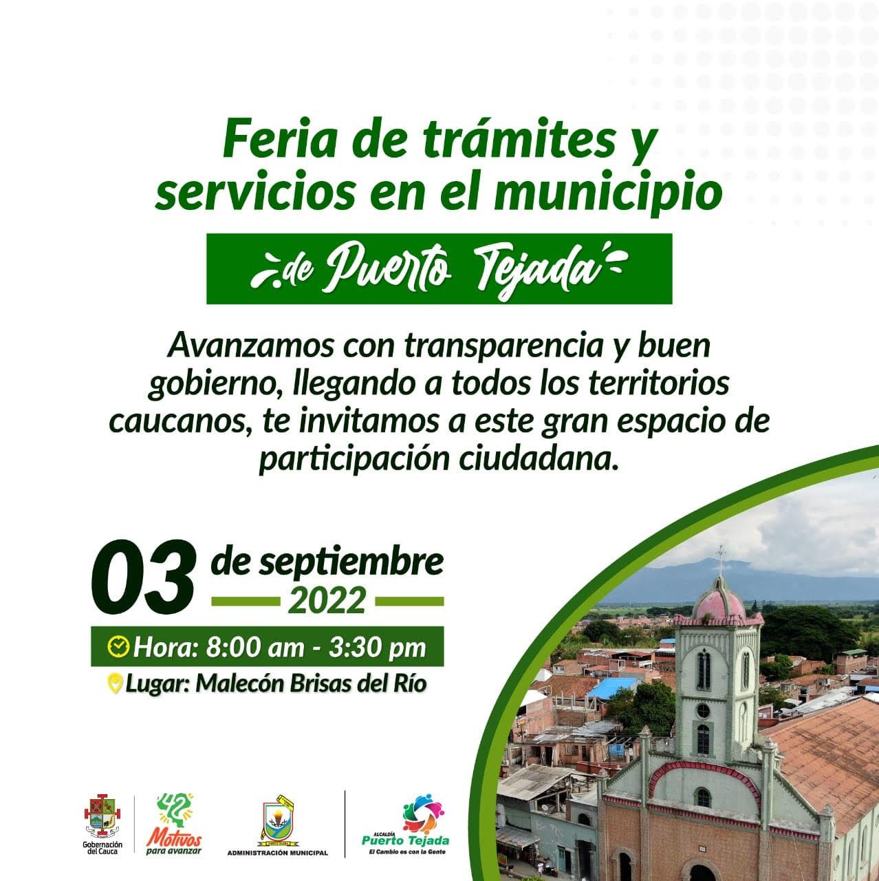 Invitación a Feria de Trámites y Servicios en Puerto Tejada