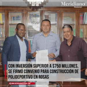 Con inversión superior a 0 millones, se firmó convenio para construcción de Polideportivo en Rosas - meridiano regional - Gobernador del Cauca - Elías Larrahondo Carabalí, en compañía del Secretario de Infraestructura del Cauca, José Rodrig