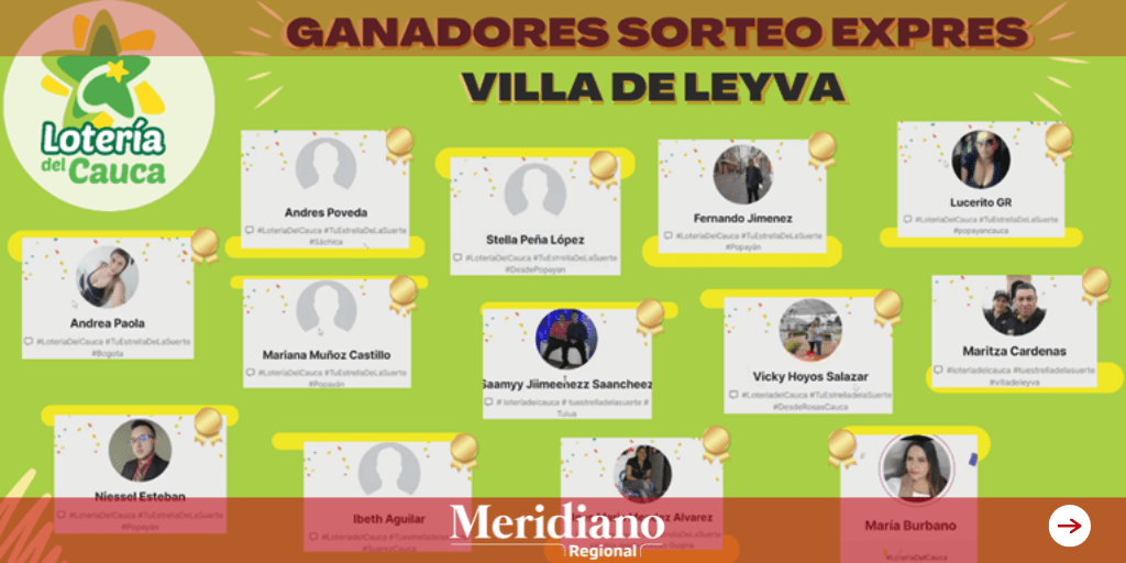 Loteria del cauca - Plata -Pitalito - Garzón - Neiva - Departamento del Huila -El Espinal - , Bogotá D. C. y Villa de Leyva Departamento de Cundinamarca - meridiano regional
