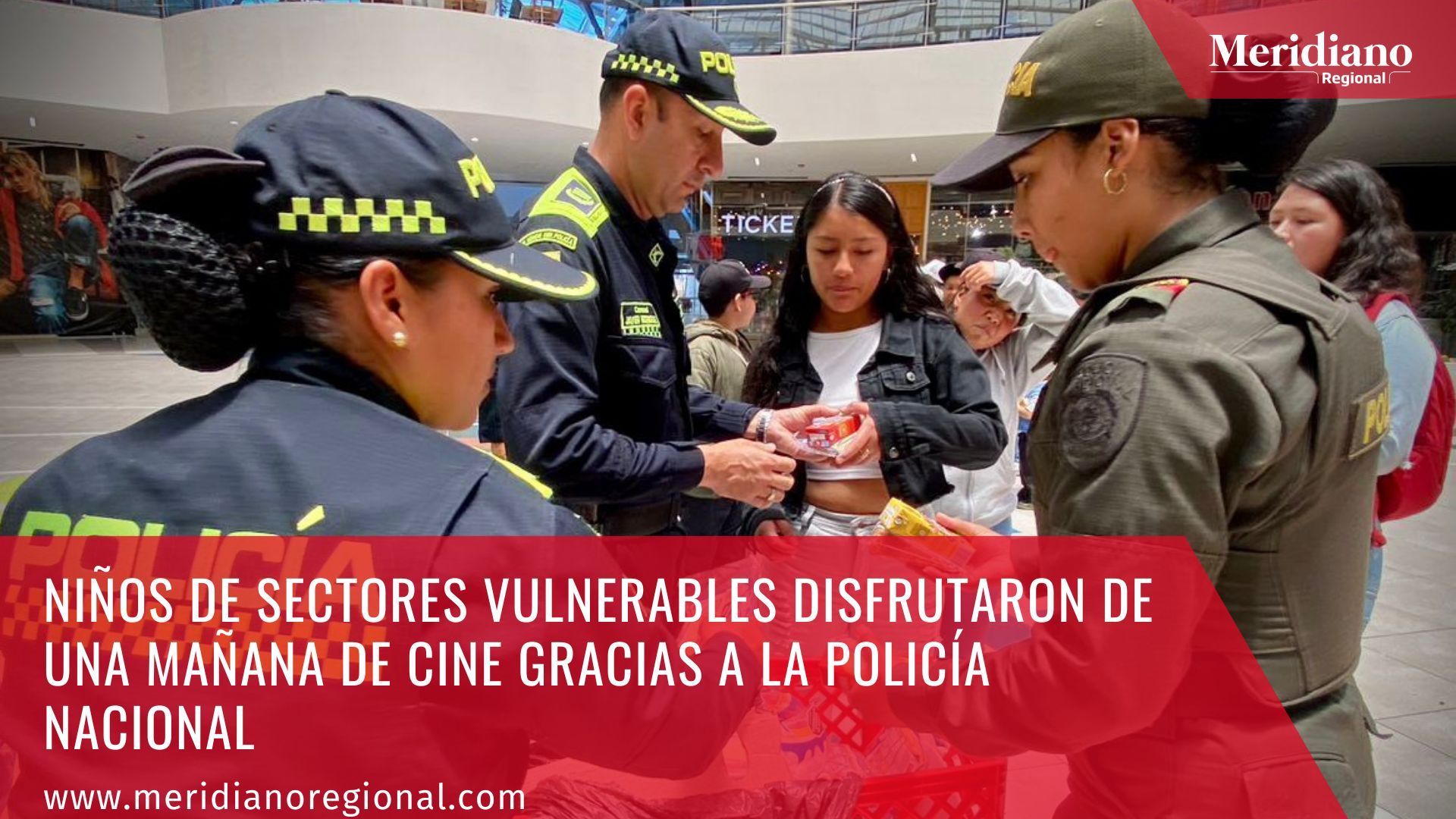 meridiano regional -  Niños de sectores vulnerables disfrutaron de una mañana de cine gracias a la Policía Nacional - noticias cauca - noticias Popayán