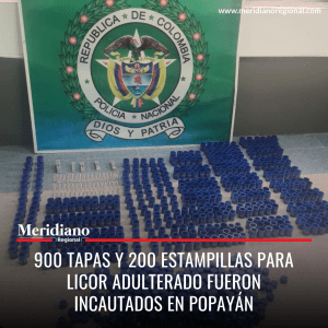 meridiano regional - 900 tapas y 200 estampillas para licor adulterado fueron incautados en Popayán - noticias cauca - noticias Popayán