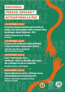 Meridiano regional – noticias cauca – noticias universidad del cauca - Pensar, educar y actuar para la Paz uno de los motores de Unicauca