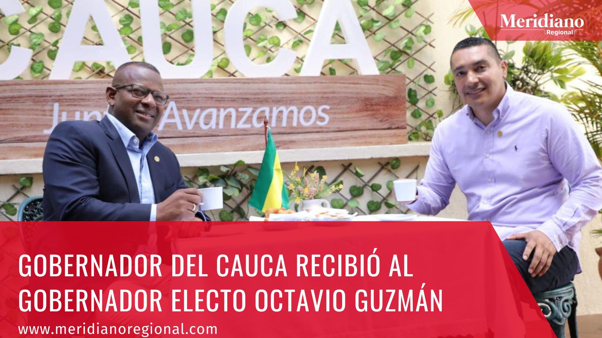 meridiano regional -Gobernador del Cauca recibió al Gobernador electo Octavio Guzmán - Gobernador del Cauca Elías Larrahondo Carabalí  - Gobernador del Cauca Jorge Octavio Guzmán Gutiérrez