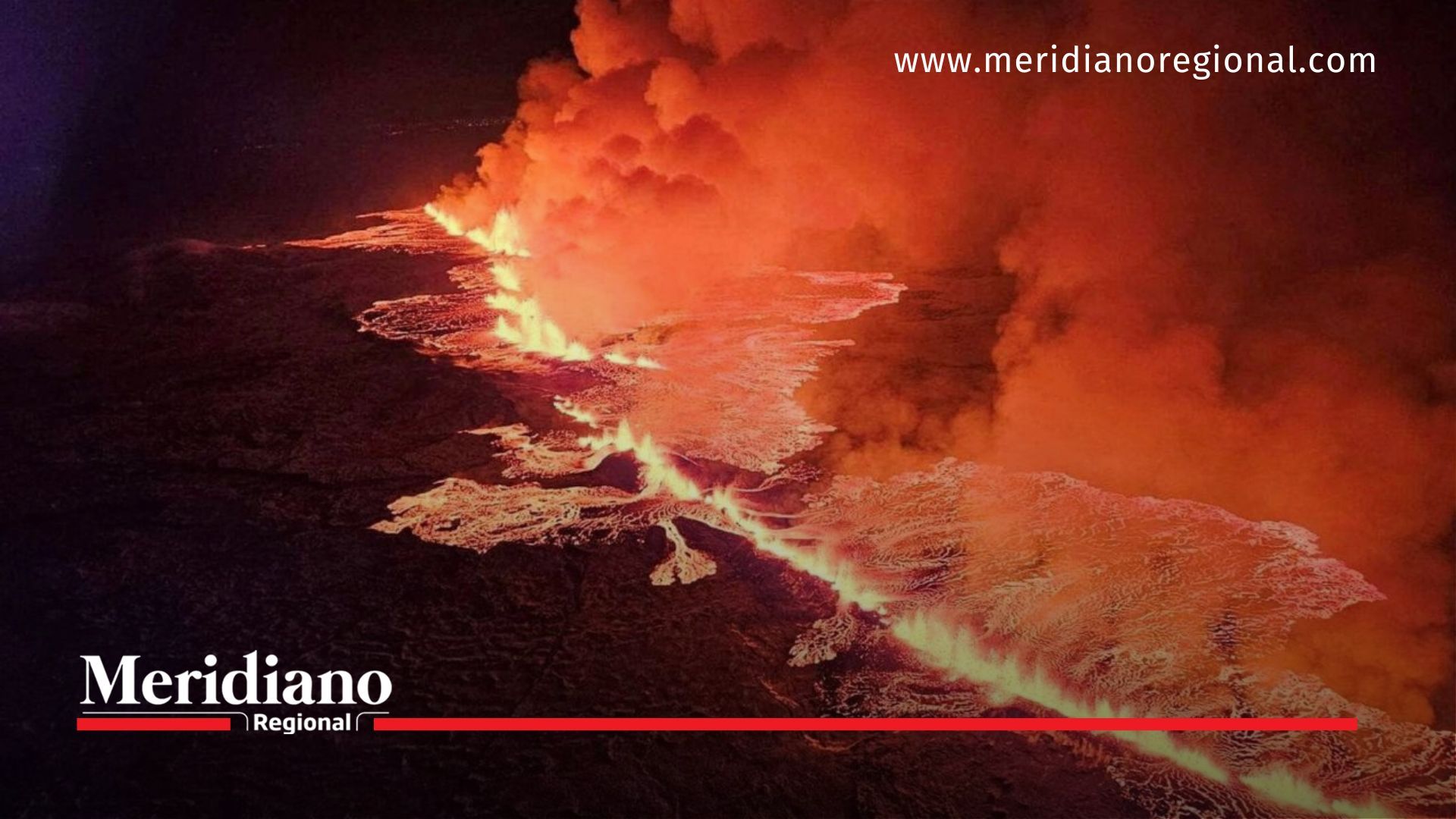 Meridiano regional - Erupción volcánica desata pánico cerca de Reikiavik, Islandia - noticias internacionales - península de Reykjanes - Hagafell - 2023