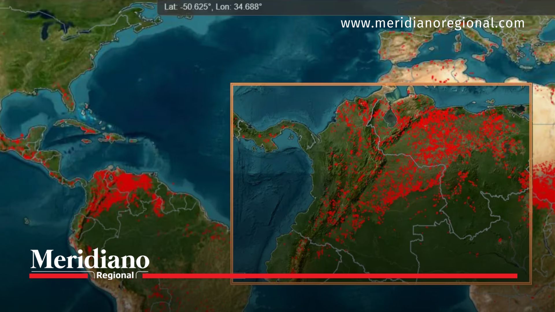 Meridiano regional - noticias cauca - noticias colombia - noticias colombianas - Nasa presentó mapa con puntos de calor más fuertes en el mundo, Colombia con muchas concentraciones