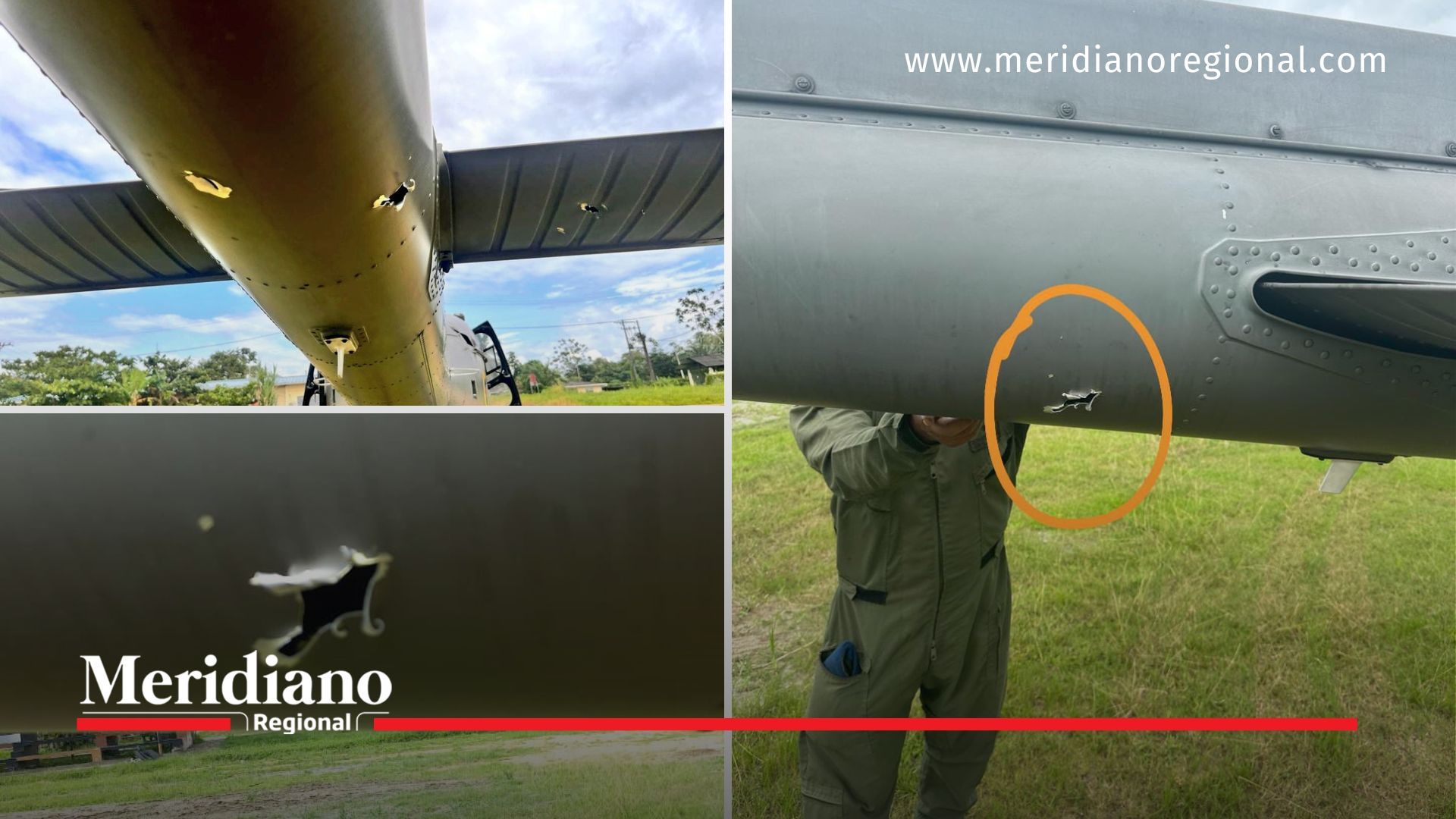 meridiano regional - Helicóptero ecuatoriano atacado con impactos de bala en frontera con Colombia - noticias cauca - noticias internacionales - noticias valle - Fuerza Aérea de Ecuador  - Ejército de Colombia - cantón San Lorenzo - Daniel Noboa