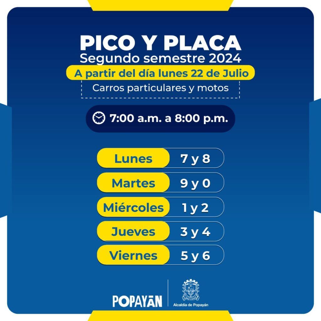 Pico y Placa- restricción- movilidad- trafico- medio ambiente- contaminación- Popayán- Cauca- Colombia-