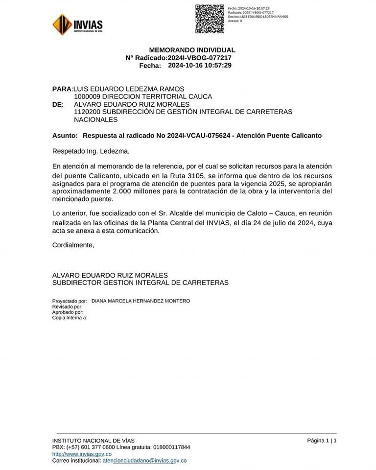 Invías anuncia inversión para el puente Calicanto en Caloto Invías- anuncio- inversión- recuperación- puente calicanto- millones- movilidad- conexiones- tránsito- Caloto- Cauca- Colombia-