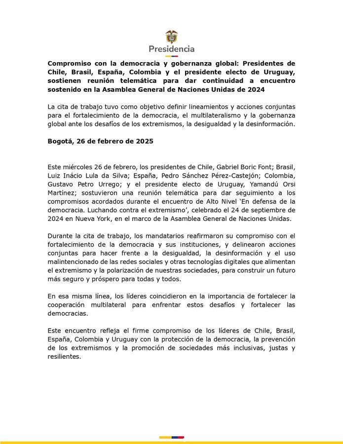 Líderes internacionales refuerzan defensa de la democracia líderes-internacionales, defensa-democracia, fortalecer-democracia, cooperación-internacional, lucha-desinformación, extremismo, igualdad-social, estabilidad-política, compromiso-democrático, diálogo-global- - Meridiano Regional Líderes internacionales refuerzan defensa de la democracia líderes-internacionales, defensa-democracia, fortalecer-democracia, cooperación-internacional, lucha-desinformación, extremismo, igualdad-social, estabilidad-política, compromiso-democrático, diálogo-global-
