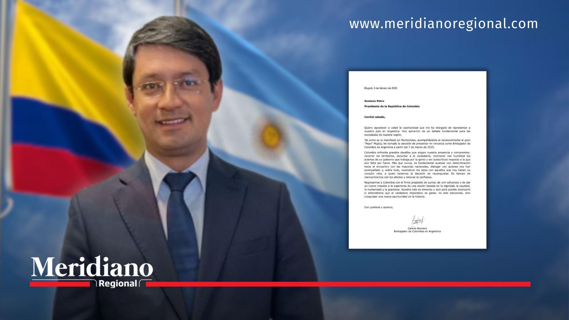 Camilo Romero - renuncia - embajada de Argentina - Gustavo Petro - dimisiones gobierno - embajador de Colombia - regreso a Colombia - exgobernador de Nariño - desafíos políticos - campaña presidencial - UNGRD - corrupción - escándalo - Pedro Rodríguez - pruebas corrupción - nueva representación diplomática - crisis gobierno Petro