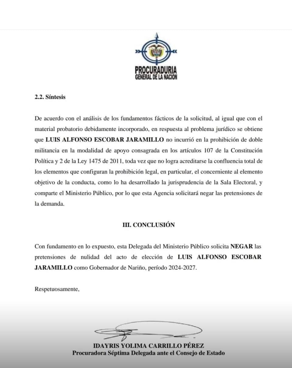 descarte- Procuraduría- doble militancia- Luis Alfonso Escobar- gobernador- Nariño- decisión final- Consejo de Estado- política- Colombia- - Meridiano Regional descarte- Procuraduría- doble militancia- Luis Alfonso Escobar- gobernador- Nariño- decisión final- Consejo de Estado- política- Colombia-