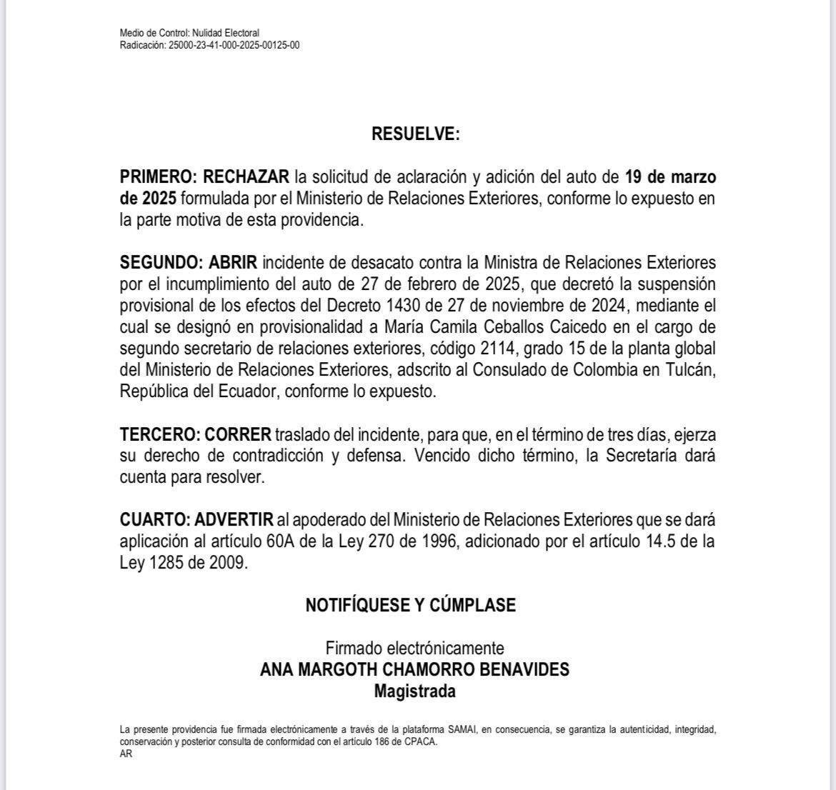 laura-sarabia-desacato-tribunal-cancilleria-colombia-fallo-judicial-consulado-tulcan - Meridiano Regional laura-sarabia-desacato-tribunal-cancilleria-colombia-fallo-judicial-consulado-tulcan