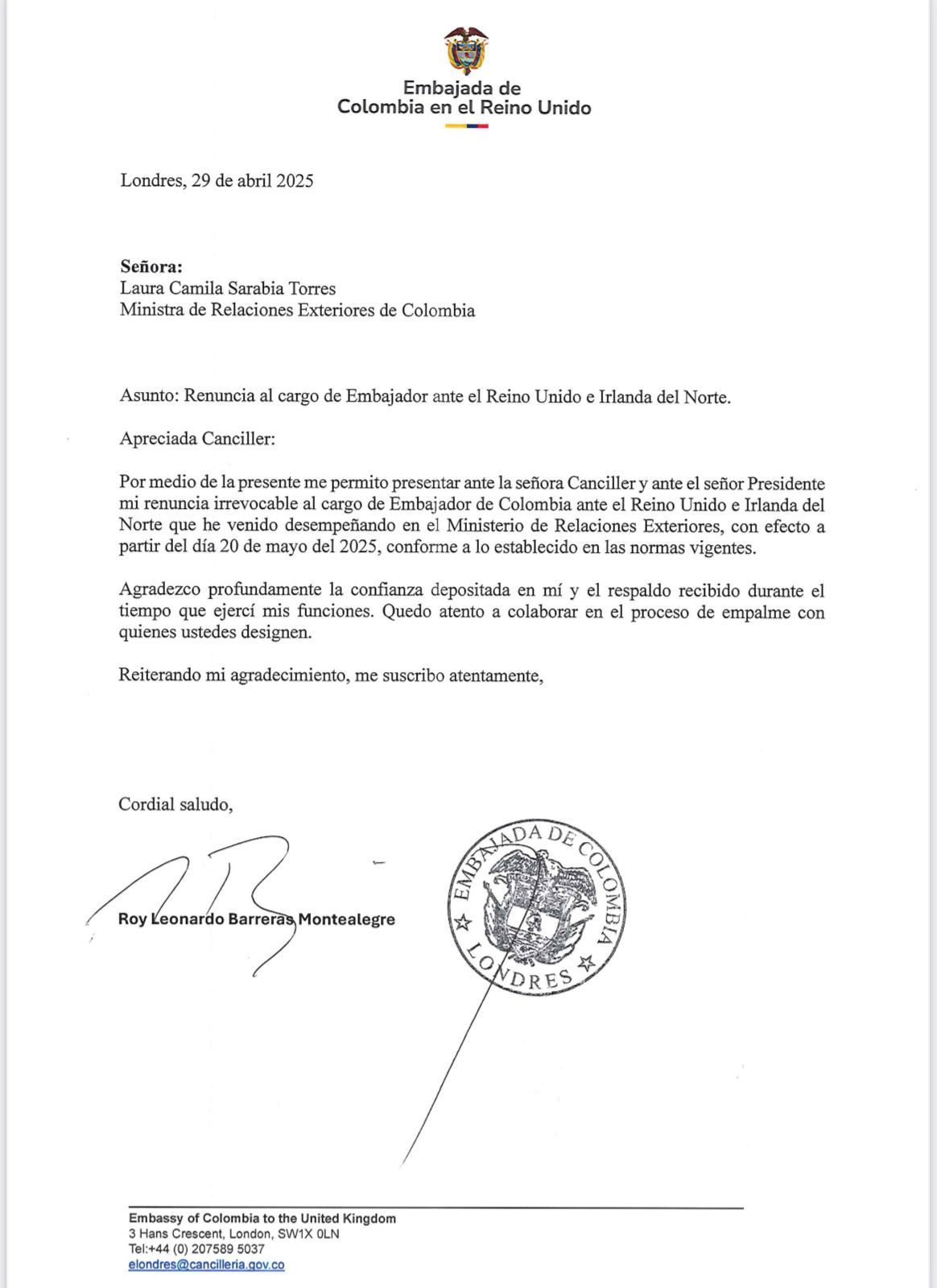 renuncia Roy Barreras - embajada Reino Unido - candidatura presidencial 2026 - Pacto Histórico - Gustavo Petro - regreso a Colombia - políticos Colombia 2026- - Meridiano Regional renuncia Roy Barreras - embajada Reino Unido - candidatura presidencial 2026 - Pacto Histórico - Gustavo Petro - regreso a Colombia - políticos Colombia 2026-