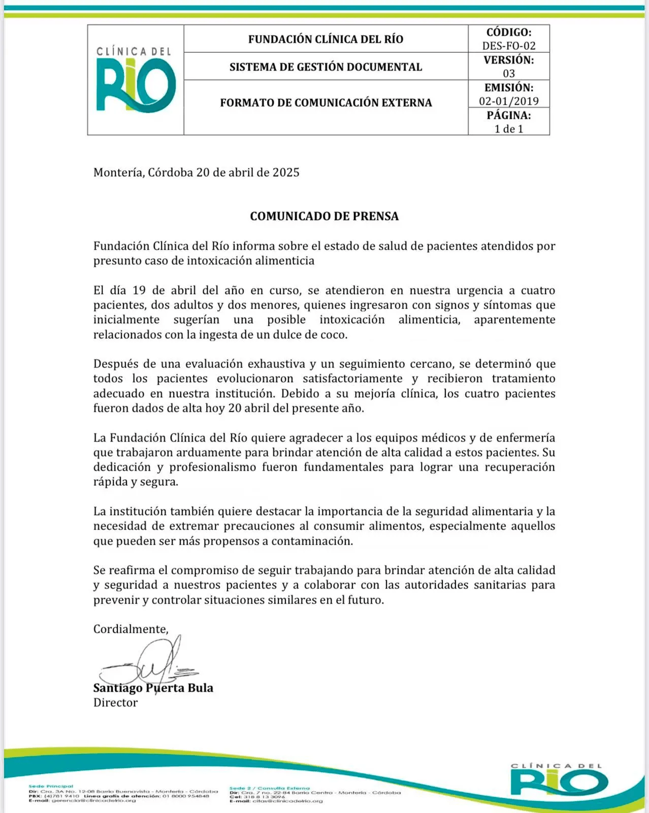 Cielo Rusinque - denuncia - envenenamiento - dulces - Córdoba - intoxicación - clínica - investigación - política - escoltas - Ministerio de Comercio - contaminación - posible atentado - Meridiano Regional Cielo Rusinque - denuncia - envenenamiento - dulces - Córdoba - intoxicación - clínica - investigación - política - escoltas - Ministerio de Comercio - contaminación - posible atentado