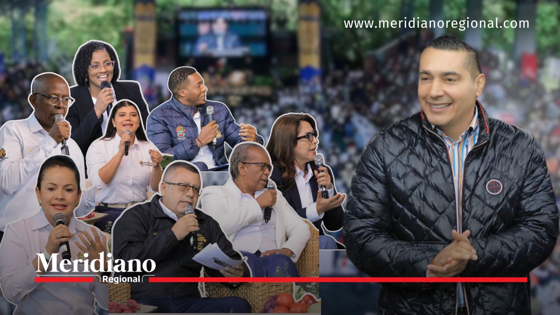 Audiencia pública de rendición de cuentas 2024 de la Gobernación del Cauca, liderada por el gobernador Jorge Octavio Guzmán en Puracé. Presentación de avances del Plan de Desarrollo “La Fuerza del Pueblo” con énfasis en inversión pública, educación rural, salud, infraestructura vial, agricultura, desarrollo económico, inclusión social, empresas tecnológicas, EMCASERVICIOS y cooperación internacional.