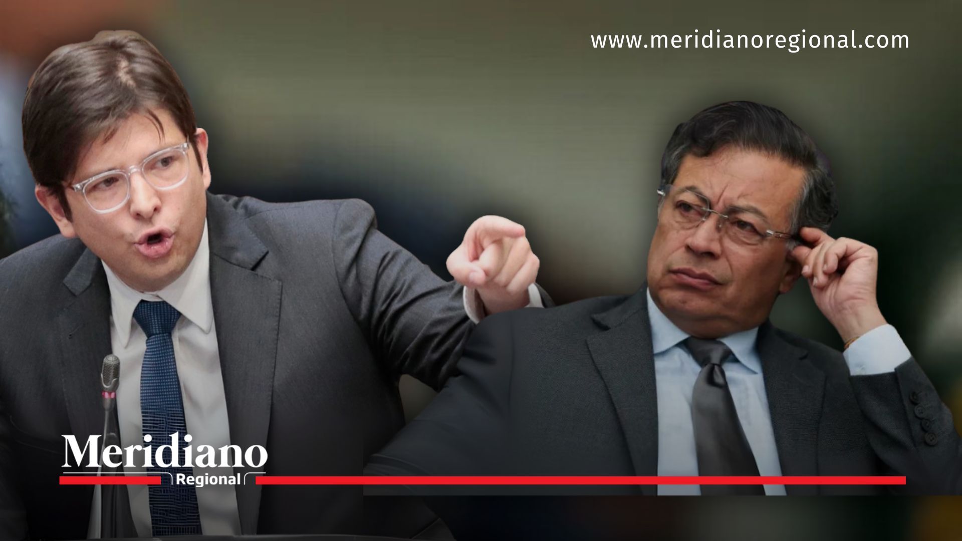 Miguel Uribe señala a Gustavo Petro durante una intervención; imagen ilustrativa del proceso de denuncia.