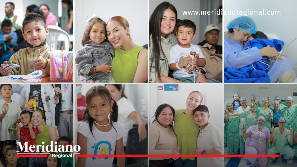 Niños y niñas del Cauca, madres, médicos y la gestora social María Victoria Guzmán durante la jornada de cirugías de labio fisurado y paladar hendido en Popayán