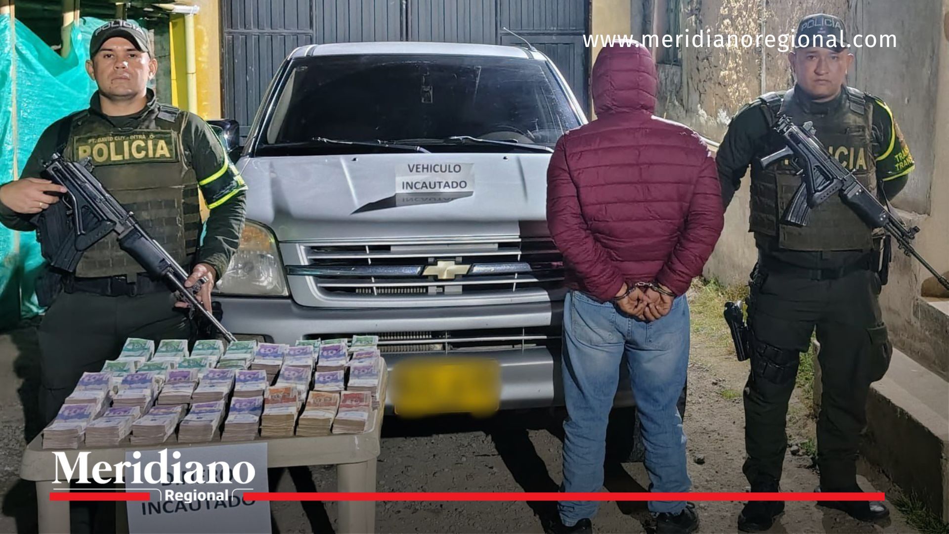 Captura por incautación de dinero en la vía Túquerres-Samaniego, Nariño
