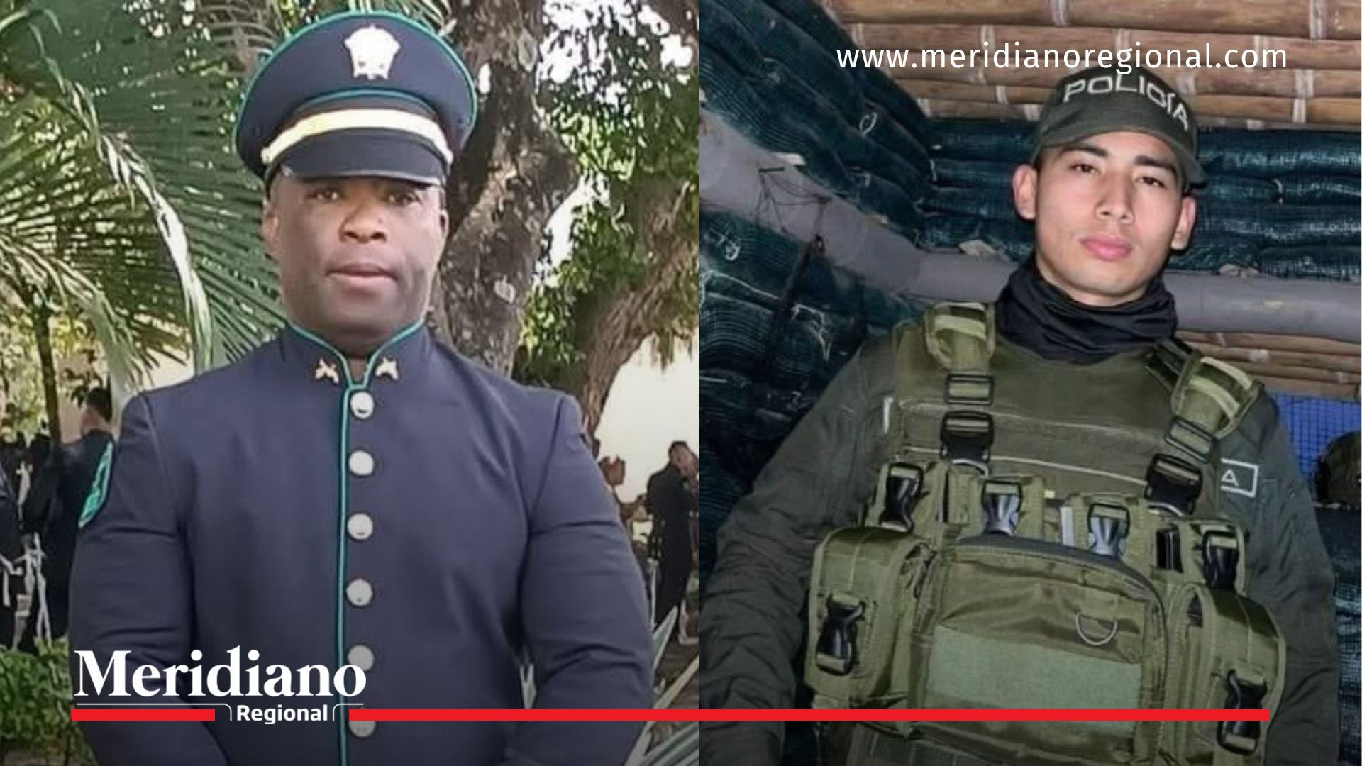 El intendente Willi Walberto Carabalí y el patrullero Fabián Andrés Robayo, asesinados en San Joaquín, El Tambo Cauca.