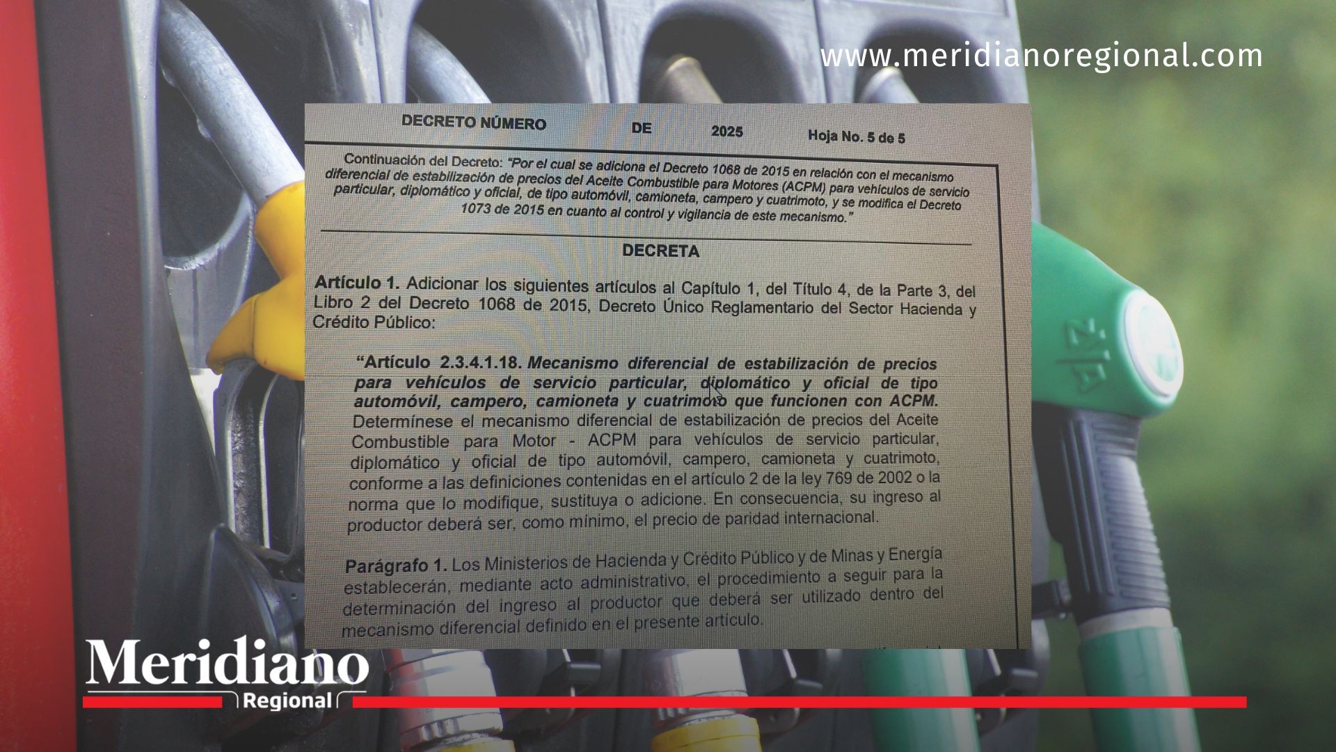borrador decreto aumento precio del diésel para vehículos particulares colombia 2025