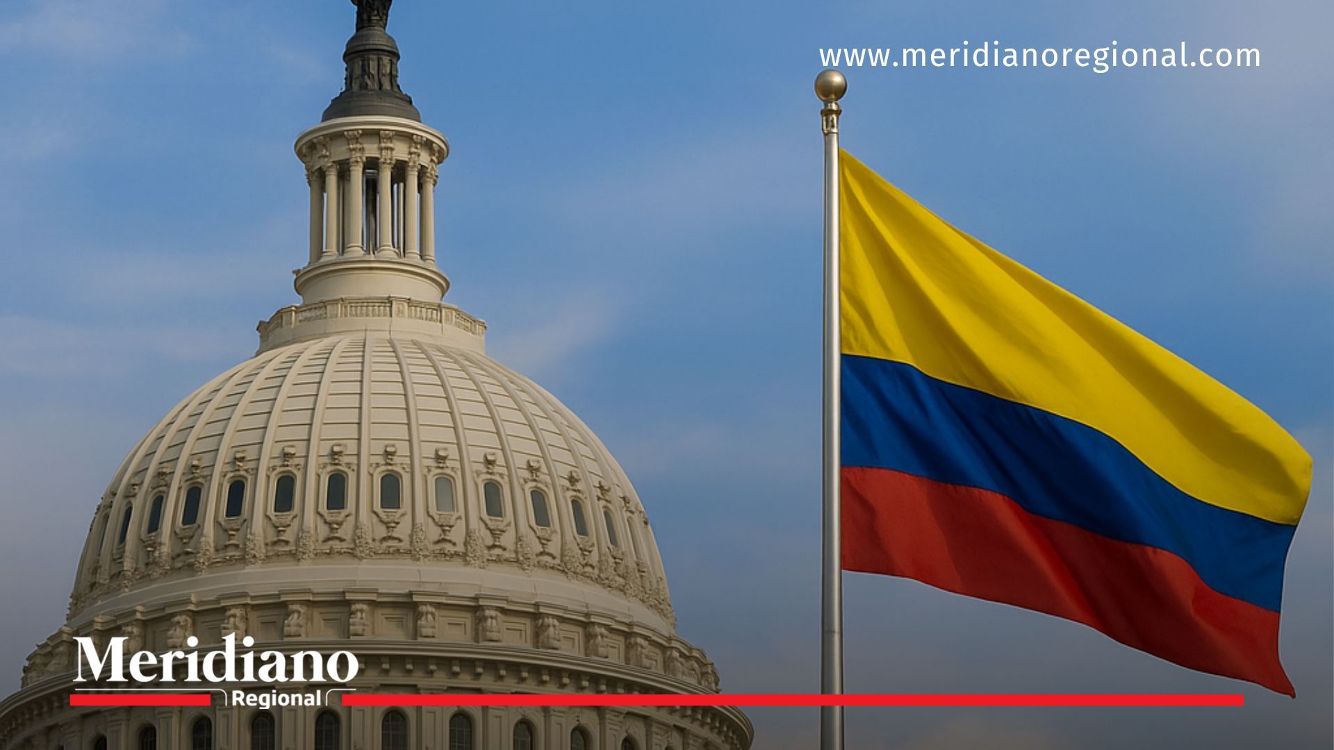 El Capitolio de Estados Unidos y la bandera de Colombia reflejan el clima diplomático actual tras el informe del Congreso norteamericano.