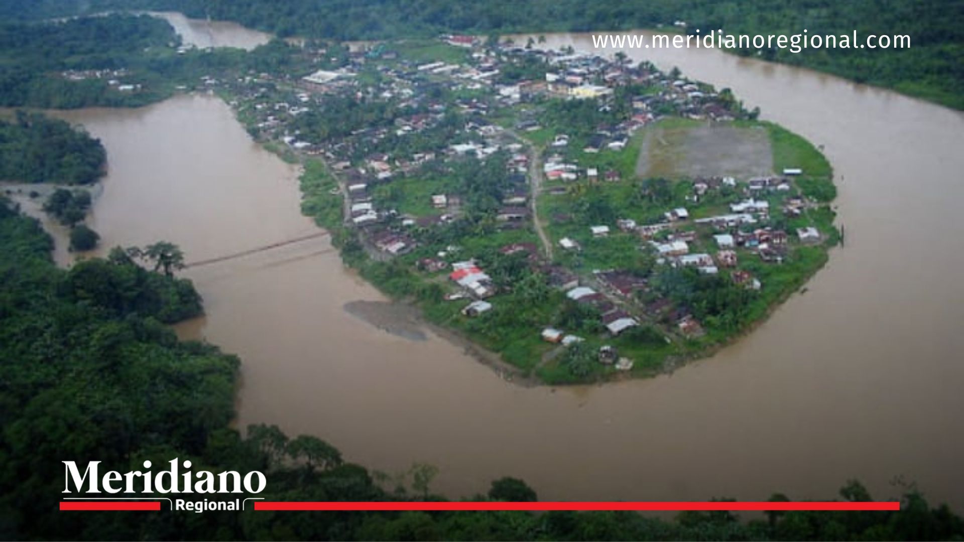 Vista aérea del río Micay, en López de Micay, Cauca, donde ocurrió el ataque con drones que dejó dos Infantes de Marina heridos.