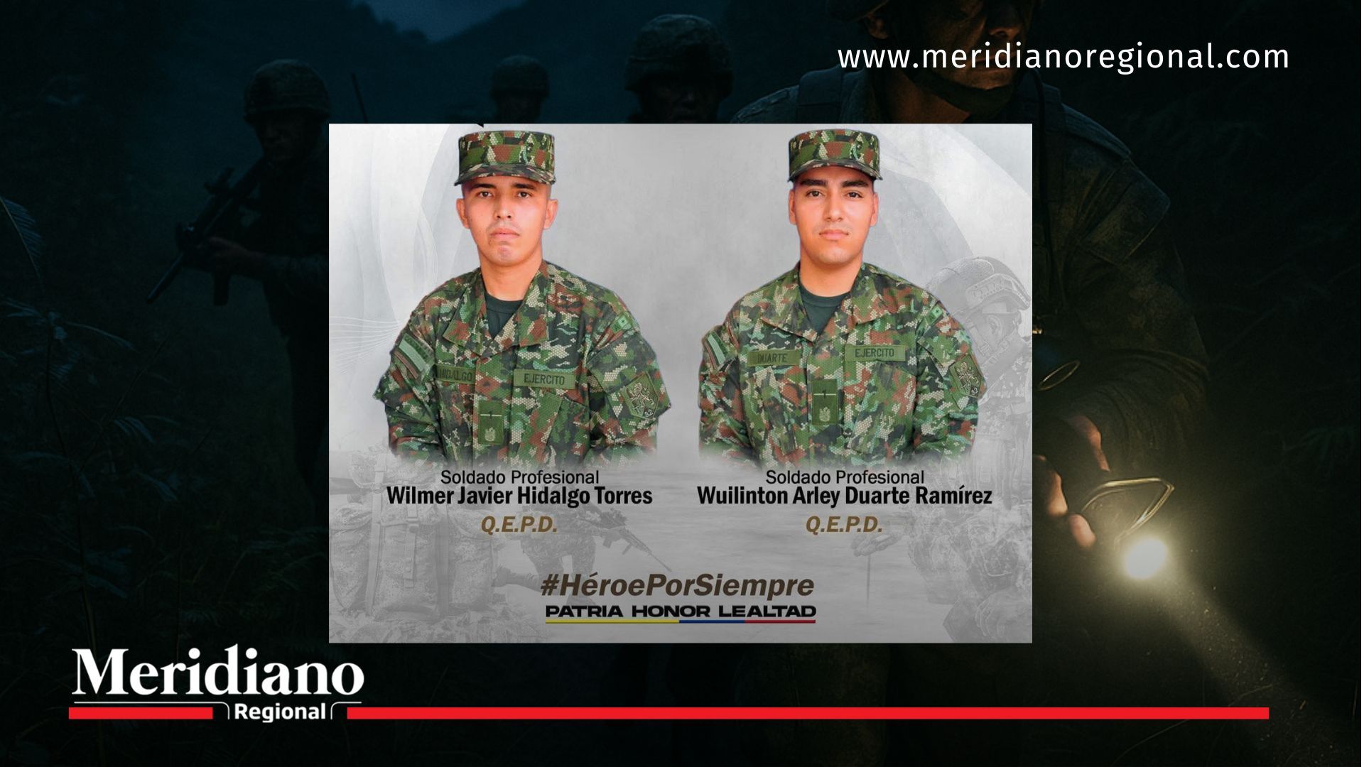 Retrato conmemorativo de los soldados asesinados por el Clan del Golfo en Cañasgordas, Antioquia