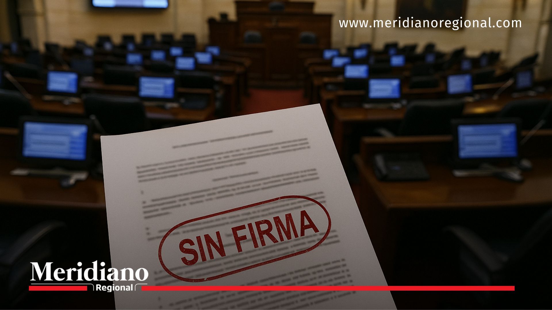 Documento sin firma en recinto legislativo vacío durante debate de la Reforma Pensional
