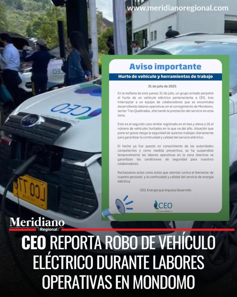 - Meridiano Regional noticias cauca - robo a la CEO - compañía energética de occidente - hurto vehículos cauca - inseguridad mondomo - servicio eléctrico cauca - noticias norte del cauca