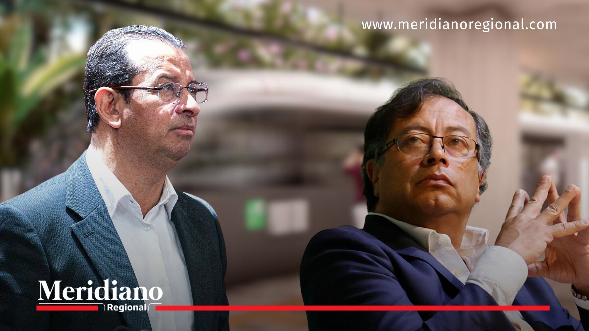 Juan Carlos Rengifo y el presidente Gustavo Petro frente a la proyección del Tren de Cercanías Cali-Jamundí en el Valle del Cauca.