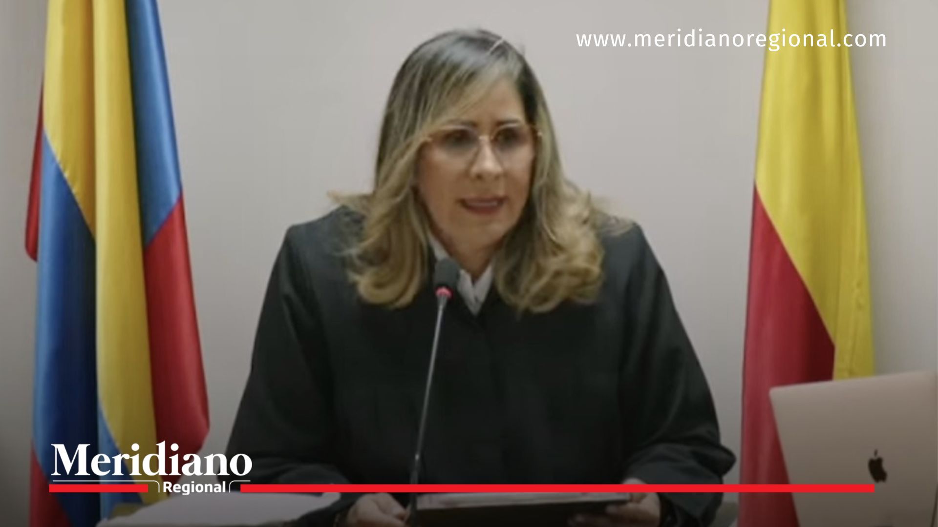 Sandra Heredia, jueza del caso Uribe, durante la audiencia de lectura del fallo.