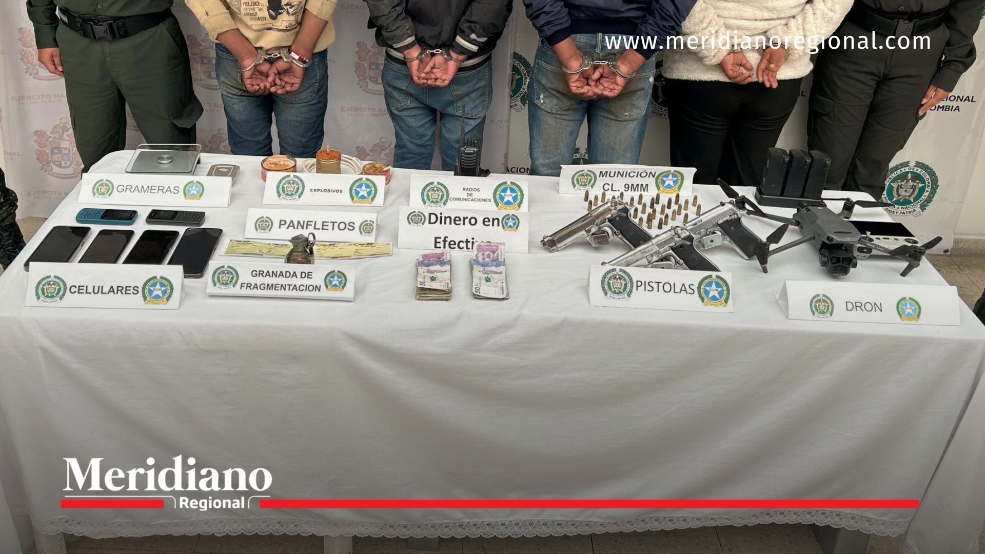 elementos incautados frente franco benavides - armas - explosivos - dron - nariño - captura disidencias de las FARC