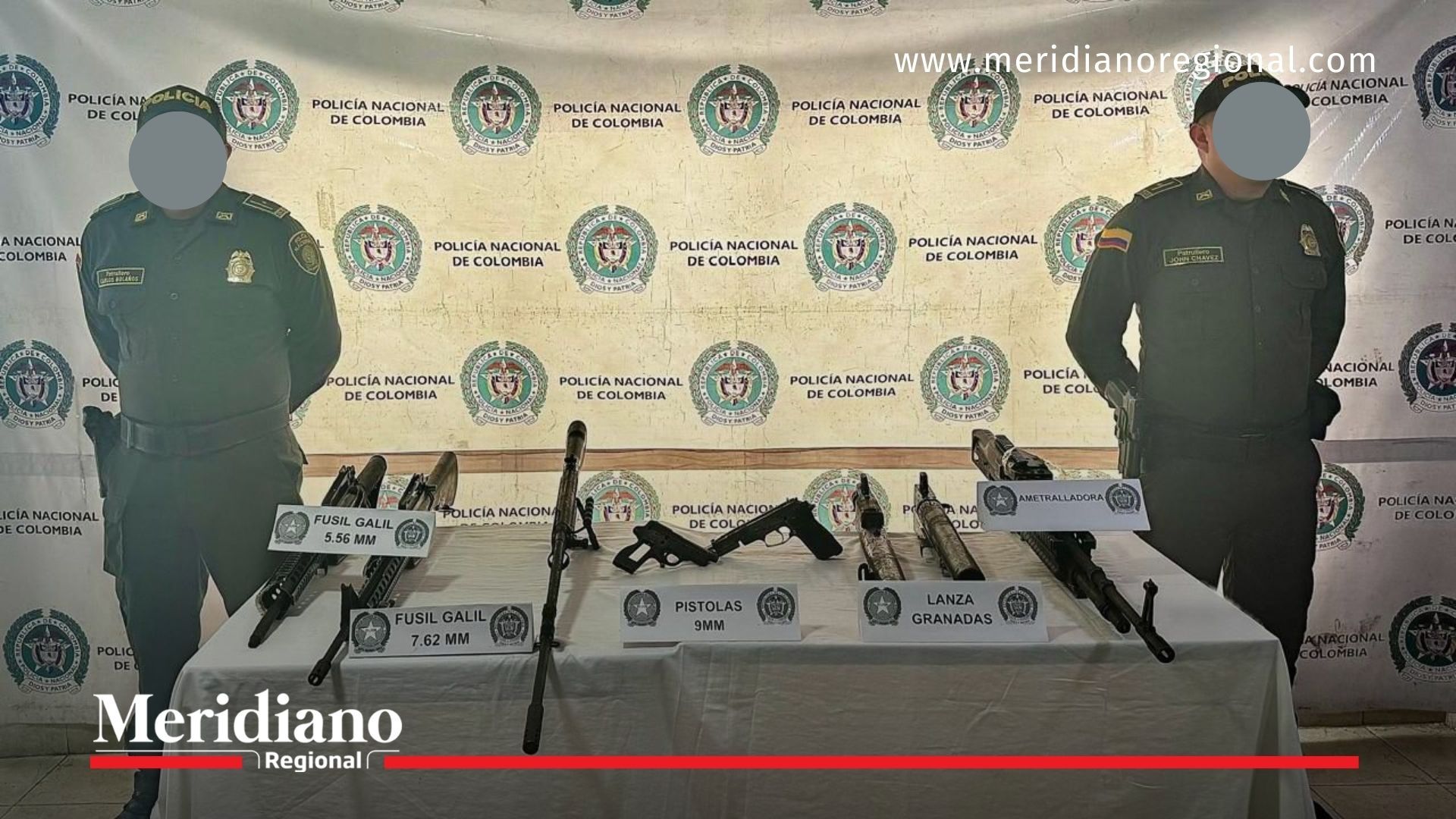 Policía Nacional presenta el arsenal bélico incautado en Magüí Payán, Nariño.