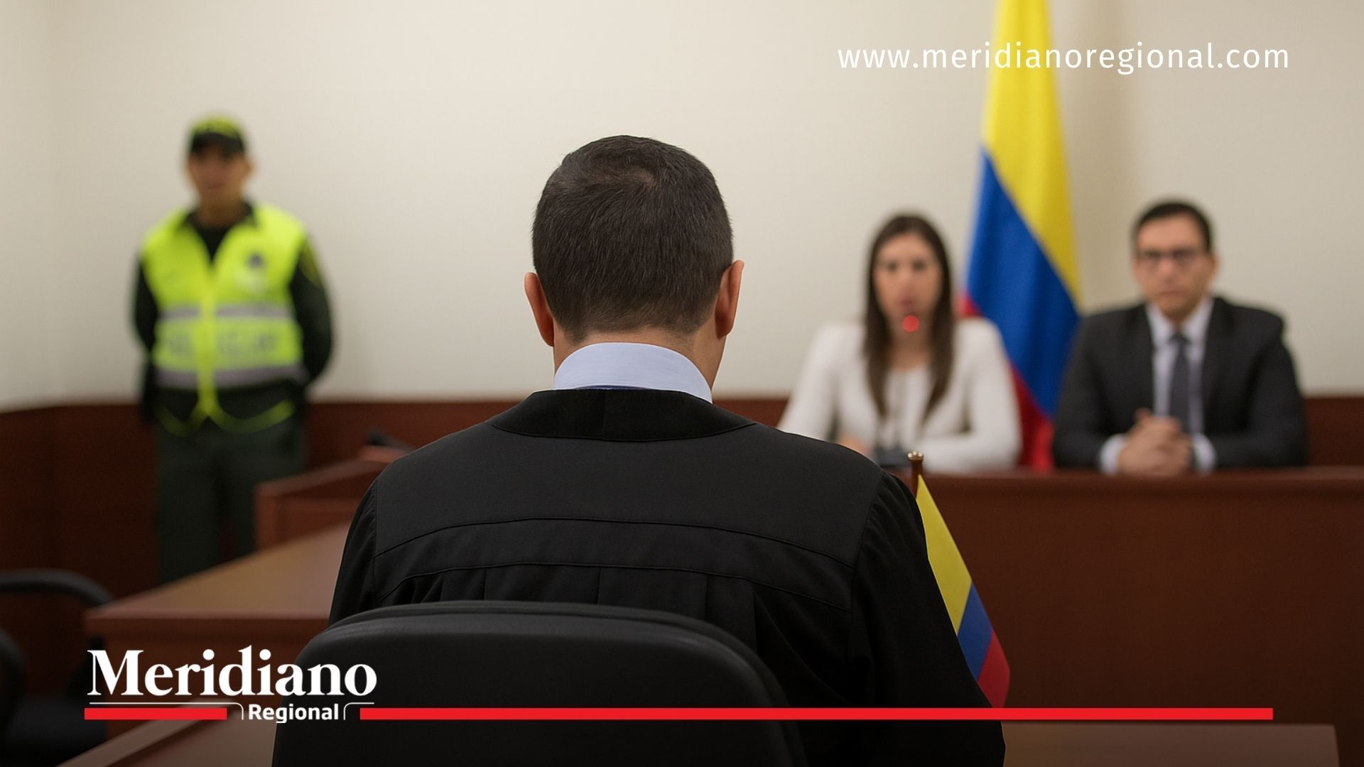 Un juez en Nariño visto de espaldas durante una audiencia en Colombia.